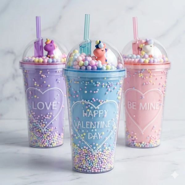 Unicorn Glitter Dome Kids Sipper Cup With Straw