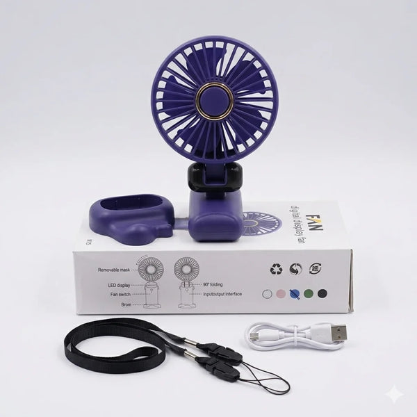 Portable Mini Handheld Fan with USB Charging & Stand (Foldable Design)