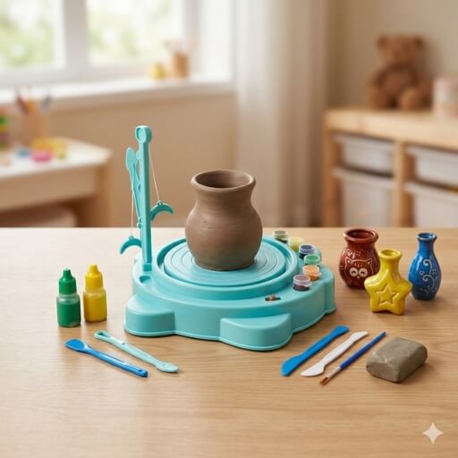 Kids Pottery Wheel Kit – Electric Clay Machine for Beginners with Tools & Paints