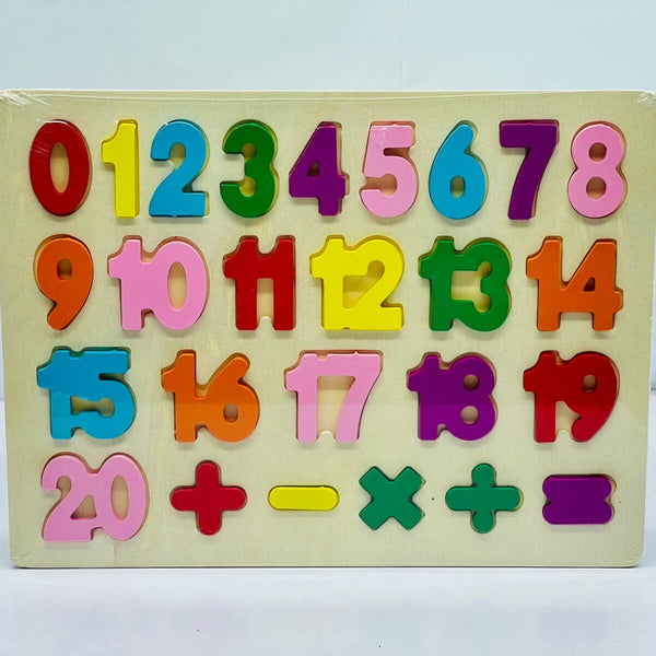Wooden Number Learning Puzzle Board for Kids (0–20) | Educational Toy
