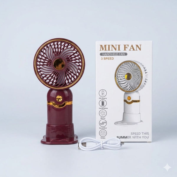 Premium Mini Handheld Fan – 3 Speed Rechargeable USB Fan | Portable Cooling Fan