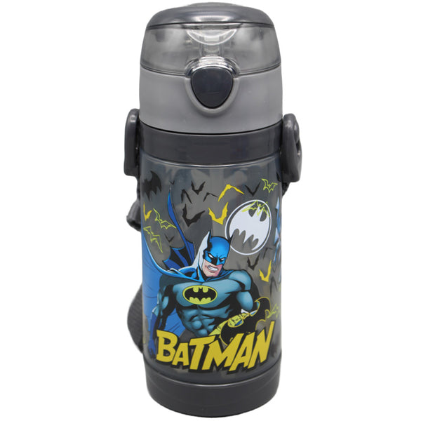 Kids Cartoon Water Bottle with Straw & Strap – Spider-Man, Batman, Frozen, Hello Kitty, Unicorn & Cars Designs