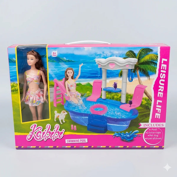 Kaibibi Doll Swimming Pool Playset – Beach Fun Doll with Accessories