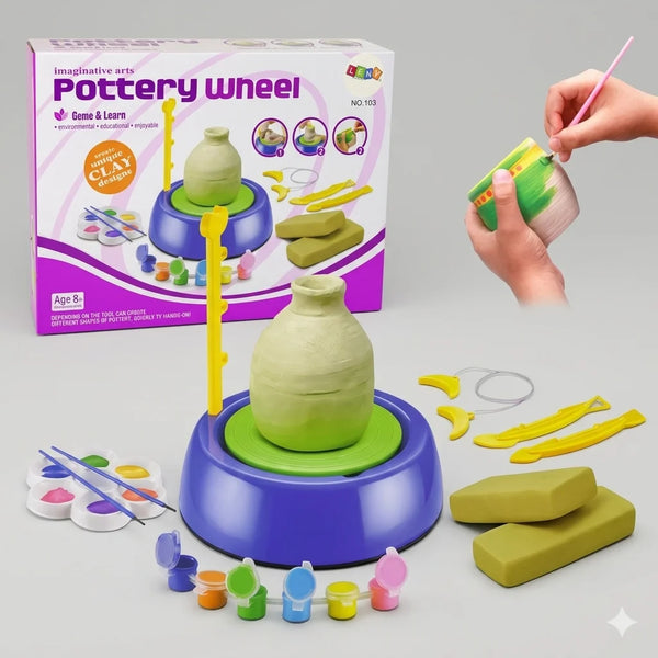 Kids Pottery Wheel Kit – DIY Clay Craft Set with Paints & Tools