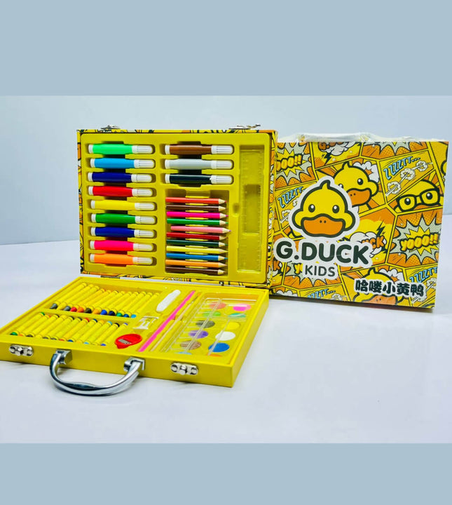G Duck Kids 68-Piece Art Set – Coloring Kit with Markers, Crayons, Pencils & Paints (Portable Case)