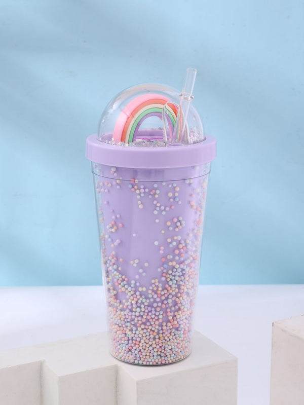 Kids Rainbow Glitter Sipper With Straw