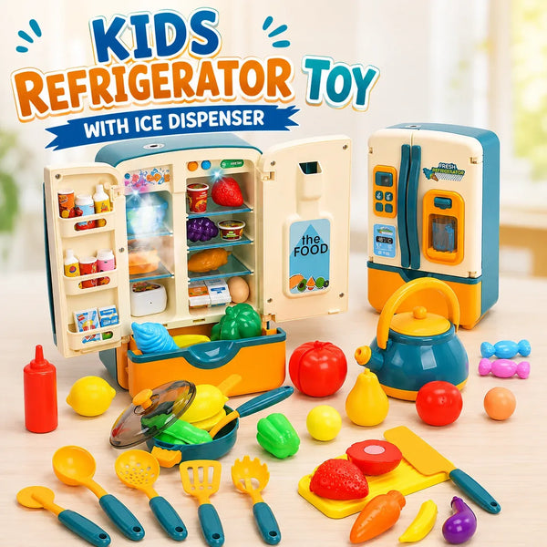 Multifunctional Kids Refrigerator Toy with Ice Dispenser