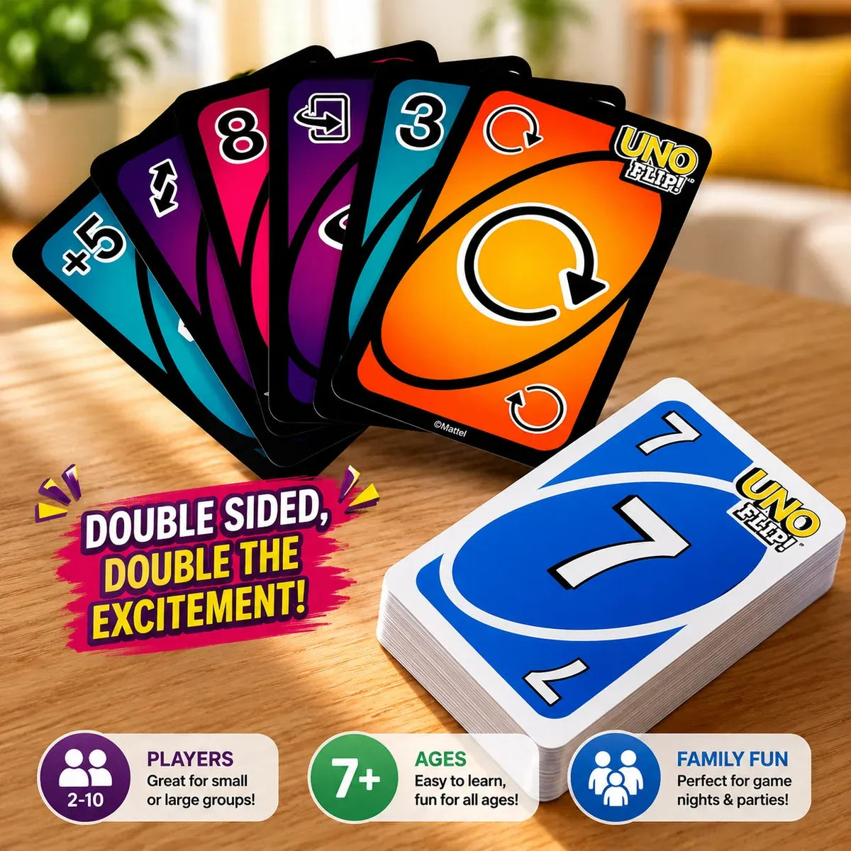 UNO Flip Card Game for Family & Friends